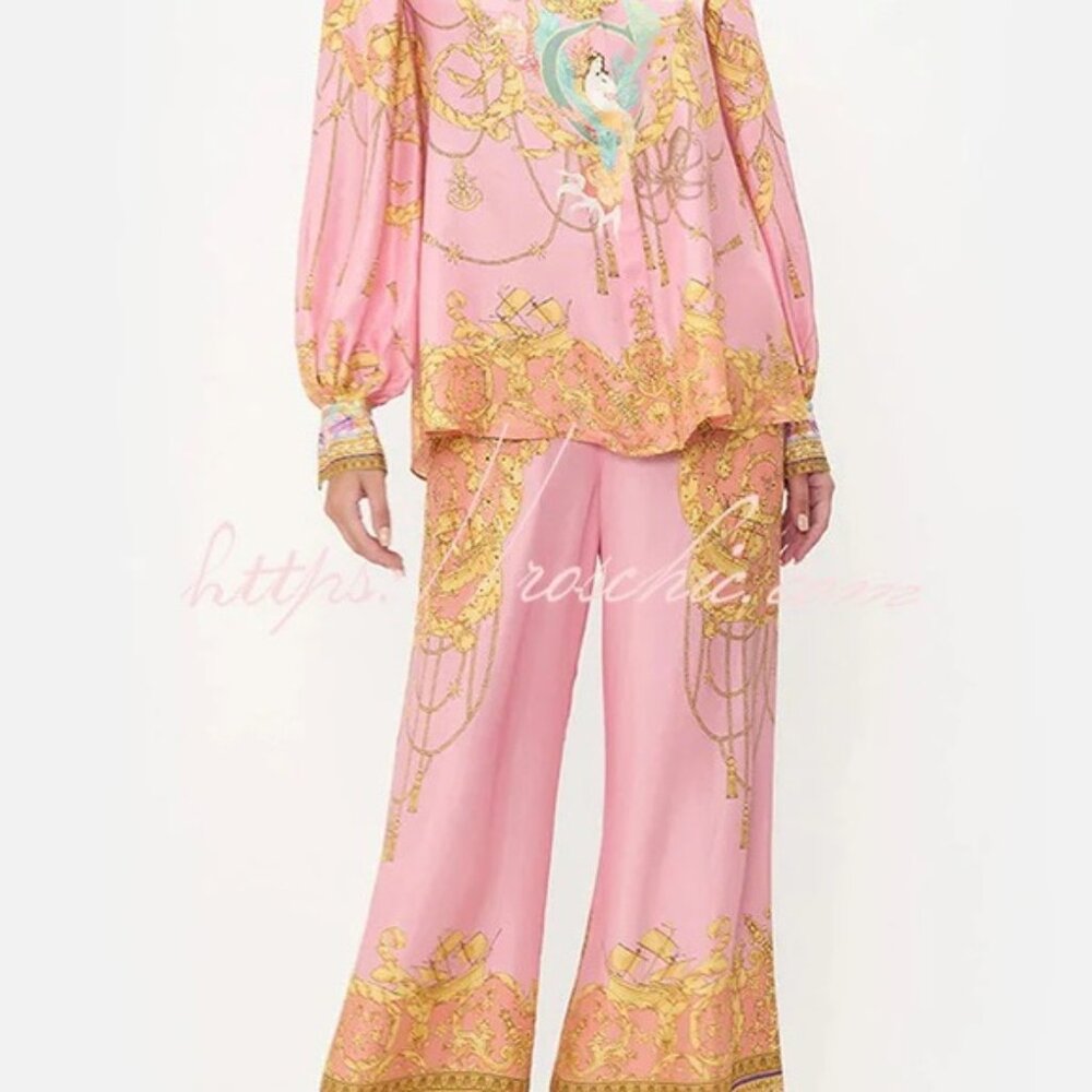 Vibrant Pink and Gold Patterned Roschic Matching Set - Picture 8 of 9